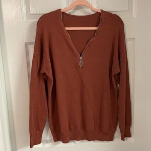 Brown zip up sweater